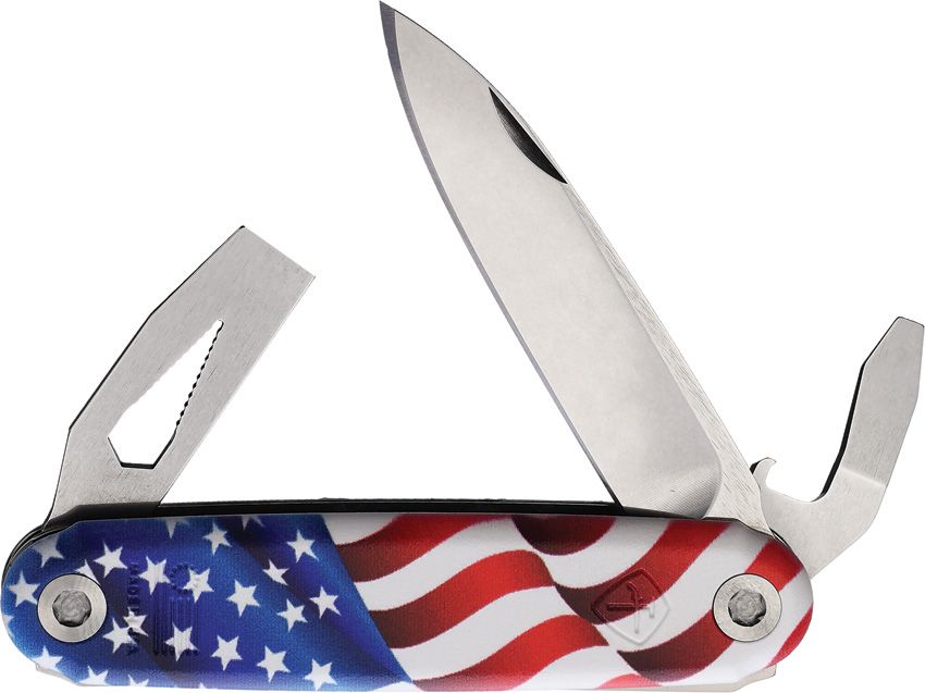 American Service Knife Jefferson USA Flag Folding Knife 3.63" Closed