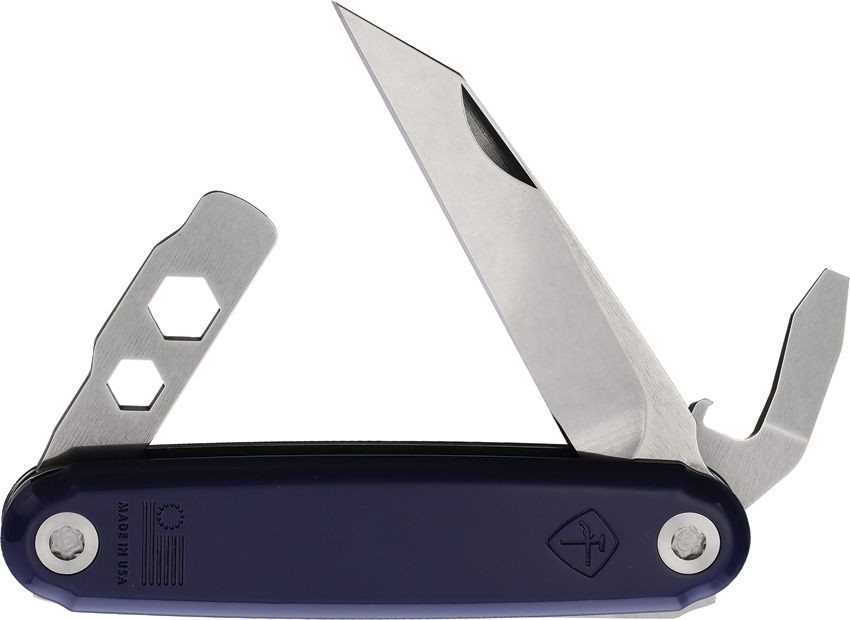 ASK004BL.jpg American Service Knife Iron Sides Folder Seax 3.63" Closed Blue