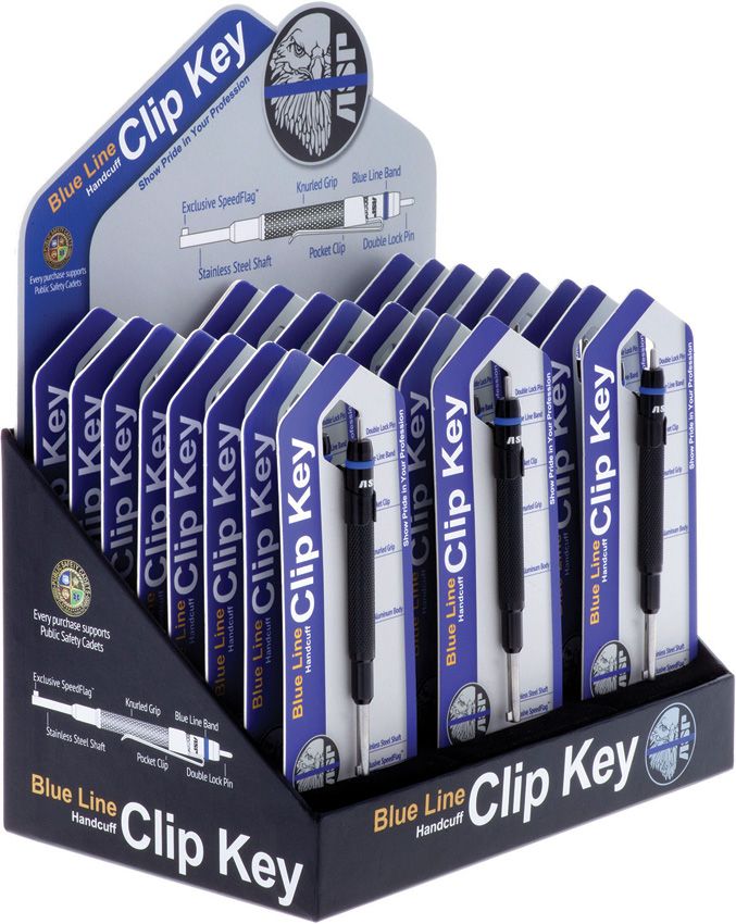ASP Blue Line Clip Key Display with 24 Handcuff Clip Keys