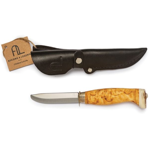 ATL115_add_01.jpg Arctic Legend AL-115 Child's Knife Fixed Blade Curly Birch 3in
