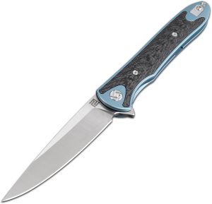 Artisan Shark Framelock Blue S35VN Folding Knife Titanium
