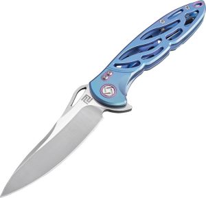 Artisan Hoverwing Framelock S35VN Blue Titanium Folding Knife