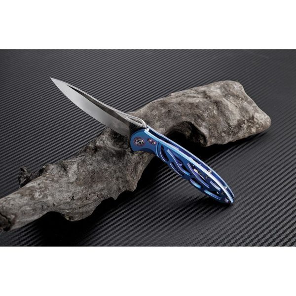 Artisan Hoverwing Framelock S35VN Blue Titanium Folding Knife