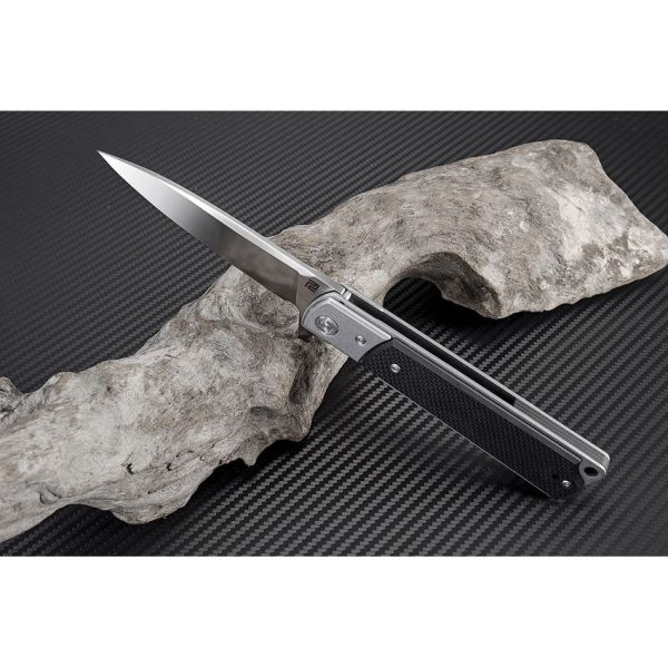 Artisan Classic Linerlock Black Folding Knife D2 Steel G10