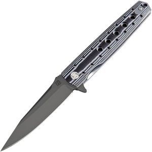 Artisan Virginia Linerlock D2 Black White Folding Knife