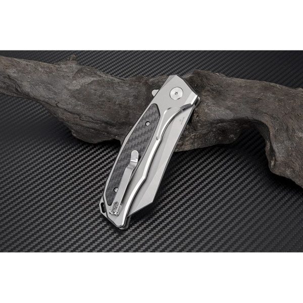 Artisan Megahawk Linerlock Folding Knife D2 Gray Carbon Fiber