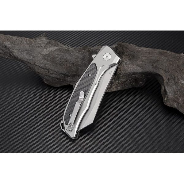 Artisan Megahawk Linerlock Folding Knife D2 Gray Carbon Fiber
