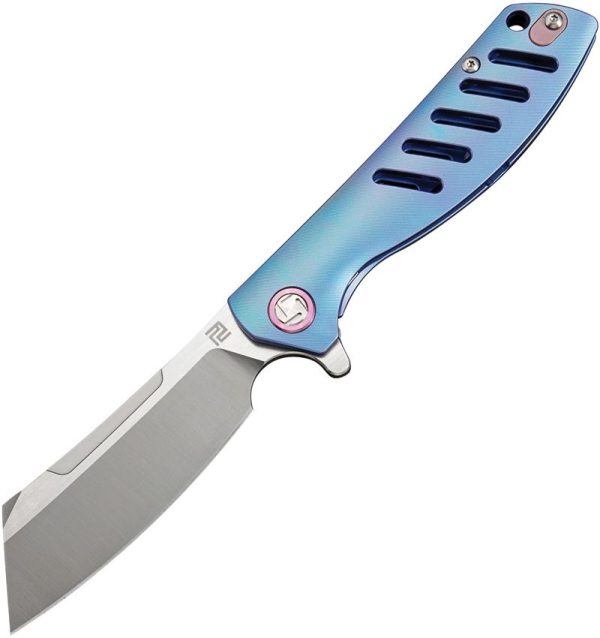 Artisan Tomahawk Framelock Blue M390 Folding Knife 3" Blade