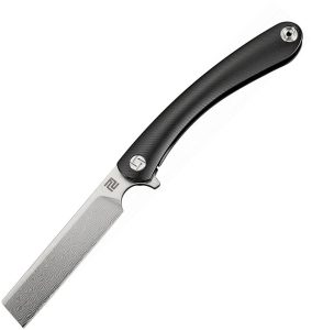 Artisan Orthodox Framelock Black Damascus Folding Knife