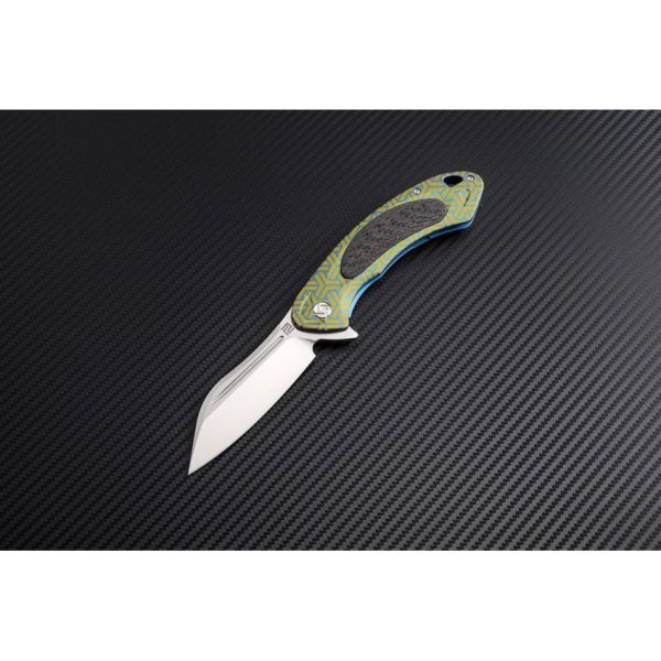 Artisan Immortal Framelock Blue S35VN Folding Knife Titanium