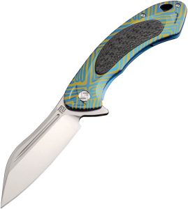 Artisan Immortal Framelock Blue S35VN Folding Knife Titanium