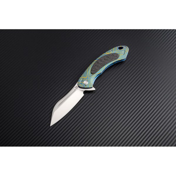 Artisan Immortal Framelock Blue S35VN Folding Knife Titanium
