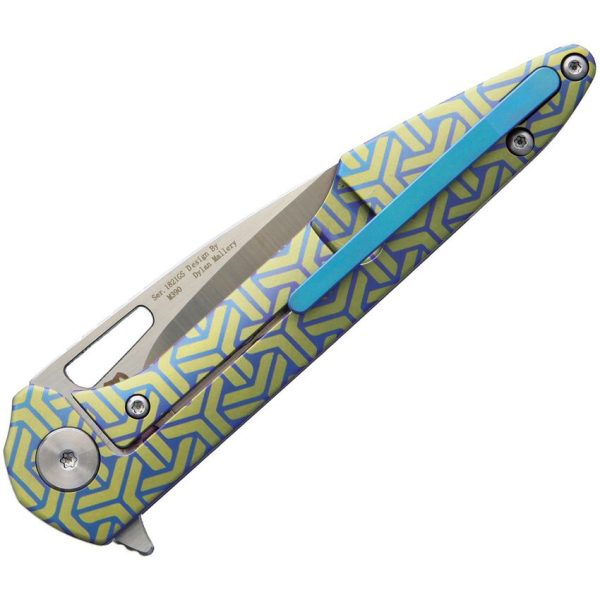 Artisan Small Archaeo Framelock Folding Knife M390 Blue Titanium