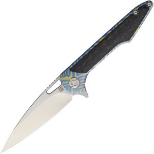 Artisan Small Archaeo Framelock M390 Blue Titanium Folding Knife