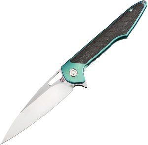 Artisan Small Archaeo Framelock M390 Green Titanium Folding Knife