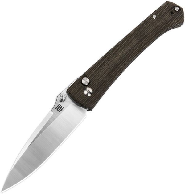 Artisan 1856P Folding Knife S35VN Satin Drop Point OD Green
