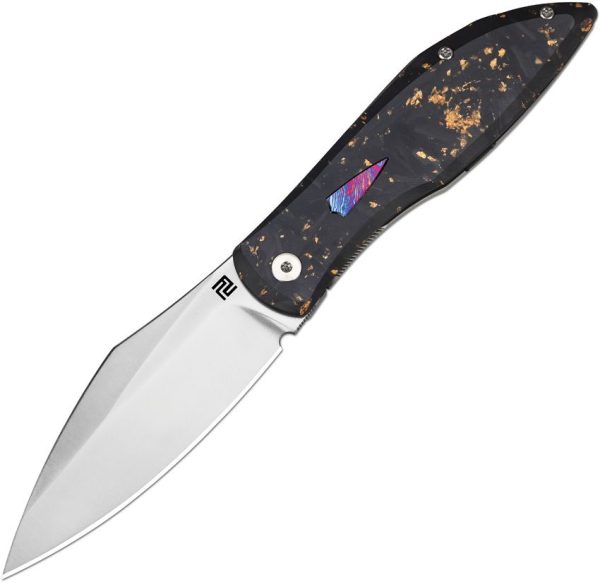 Artisan Weyden Framelock S90V Gold Flake Carbon Fiber Folding Knife