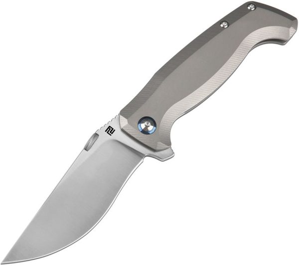 ATZ1864GGY.jpg Artisan Kami Framelock Ti Dam S35VN Folding Knife Gray Titanium