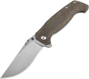 Artisan Kami Framelock S35VN Folding Knife OD Green Micarta