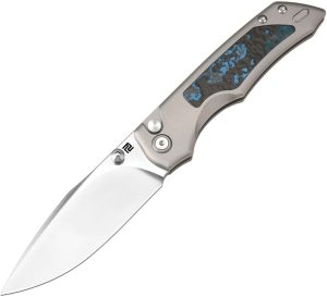 Artisan Wizard Button Lock Folding Knife S90V Gray Titanium