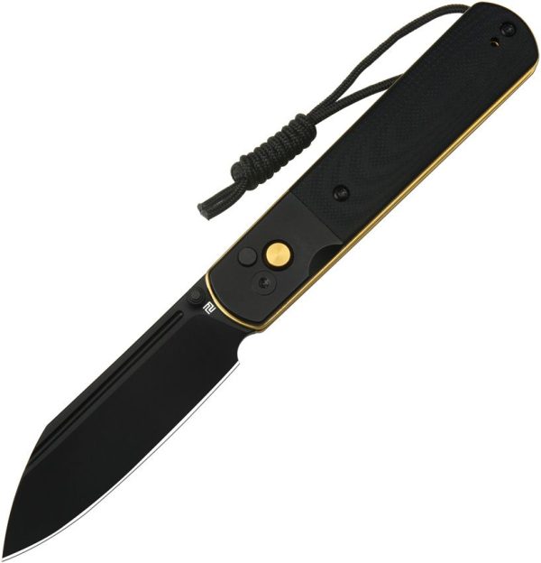 Artisan Holm Button Lock PVD Wharncliffe Folding Knife