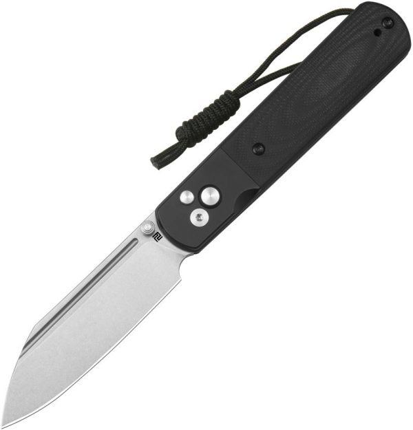 Artisan Holm Button Lock Black Folding Knife AR-RPM9 Wharncliffe