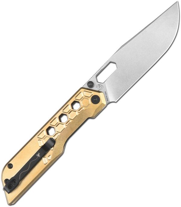 Artisan Beest Linerlock Brass Folding Knife AR-RPM9 Stonewash