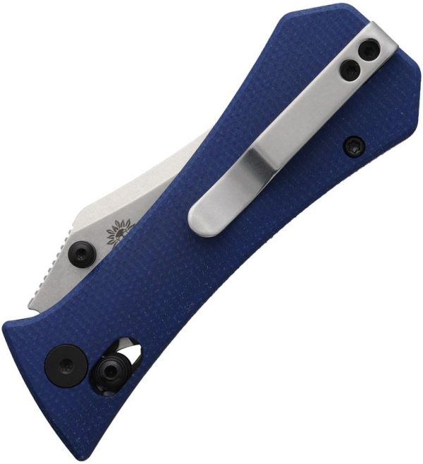 Auxiliary Manufacturing Pocket Bowie Crossbar Lock Folding Knife Blue