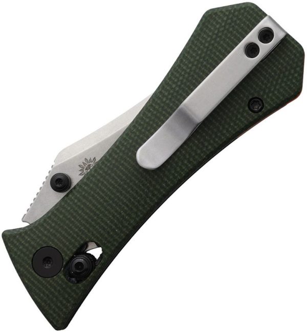 Auxiliary Manufacturing Pocket Bowie Crossbar Lock Green Folding Knife