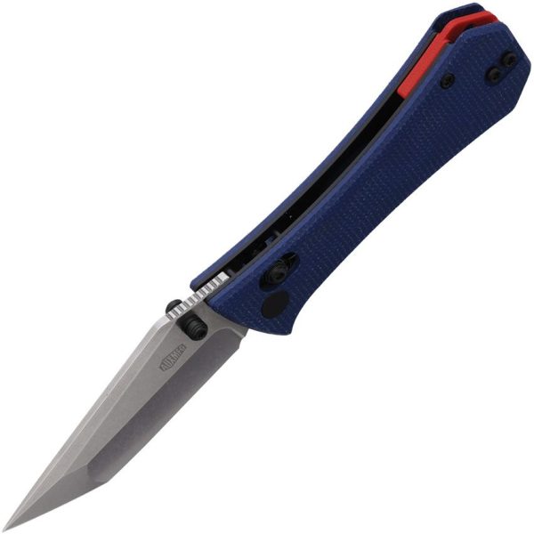 Auxiliary Manufacturing Coffin Tanto Crossbar Lock Folding Knife Blue