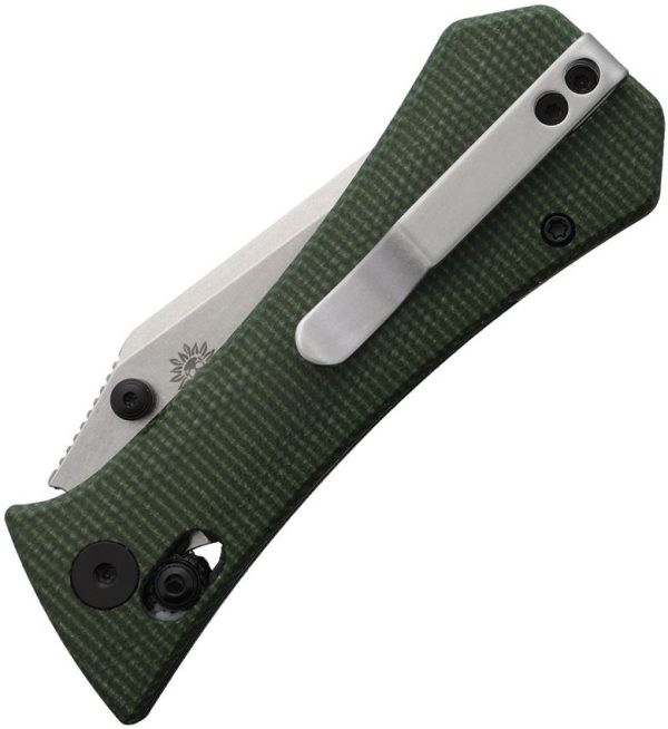 Auxiliary Manufacturing Coffin Tanto Crossbar Lock Folding Knife Green