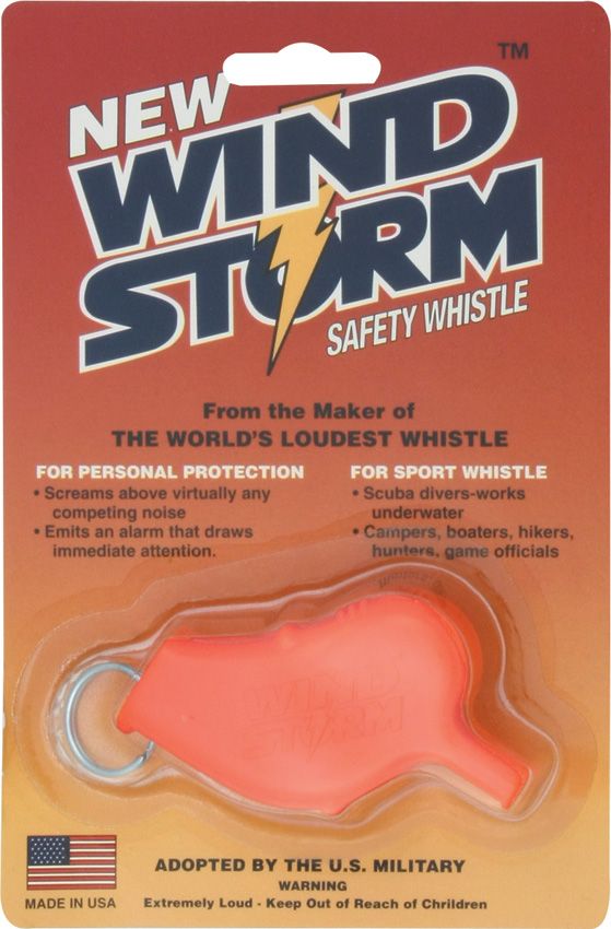 All Weather Safety Whistle Wind Storm Orange - 2.625 inches
