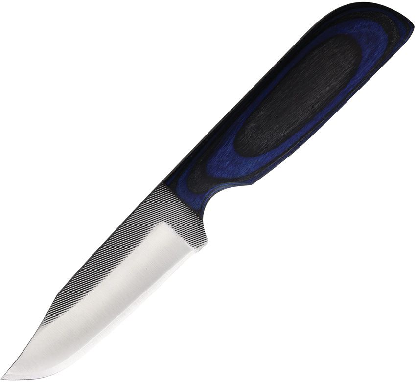 AZJWKR2BBW.jpg Anza Fixed Blade Knife 3.75" Blade Black Blue Wood Handle w/ Sheath