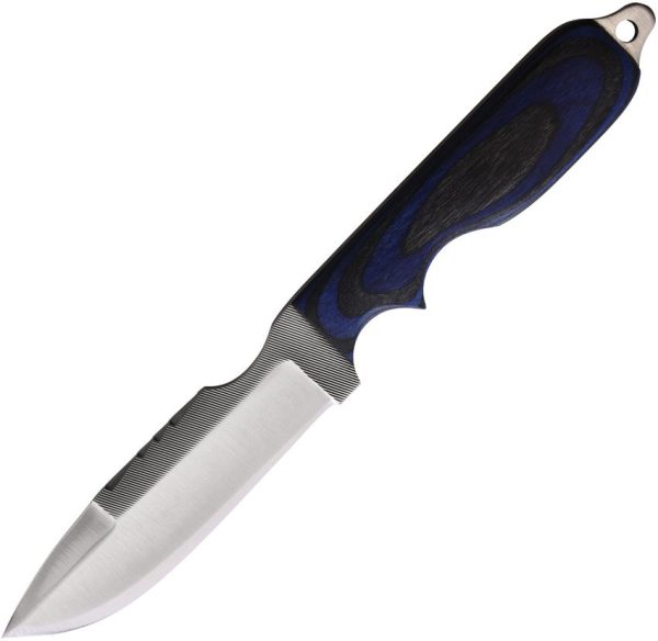 AZSWATBBW.jpg Anza SWAT Fixed Blade Knife 3.88" Blue Black Wood Handle USA