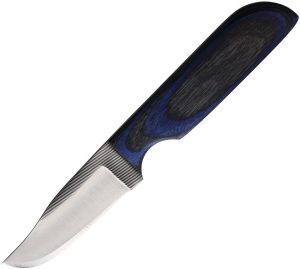 AZWKR2BBW.jpg Anza Fixed Blade Blue Black Wood Handle - Clip Point