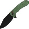Tenable Entity Button Lock Green Folding Knife 14C28N Blade
