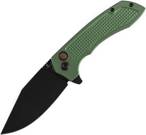 Tenable Entity Button Lock Green Folding Knife 14C28N Blade