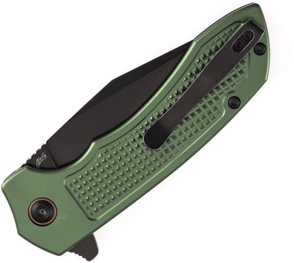 Tenable Entity Button Lock Green Folding Knife 14C28N Blade