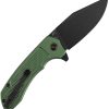 Tenable Entity Button Lock Green Folding Knife 14C28N Blade