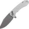 Tenable Entity Button Lock Silver 14C28N Folding Knife
