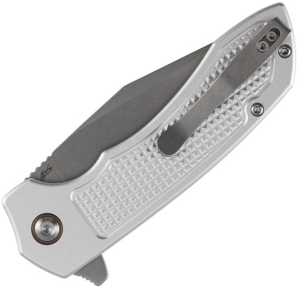 Tenable Entity Button Lock Silver 14C28N Folding Knife