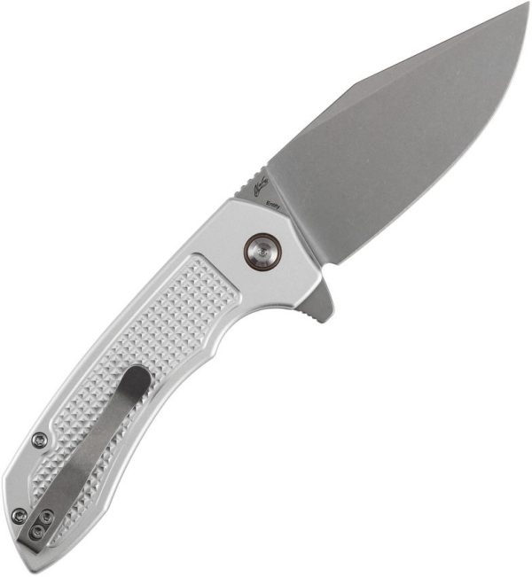 Tenable Entity Button Lock Silver 14C28N Folding Knife