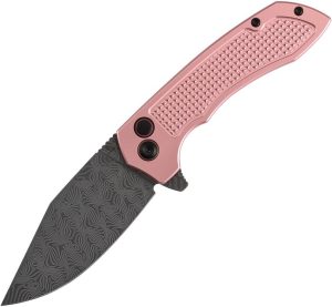 Tenable Entity Button Lock Rose Damascus Folding Knife