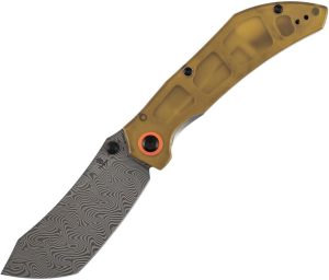 Tenable Tipper Linerlock Damascus Amber PEI Folding Knife