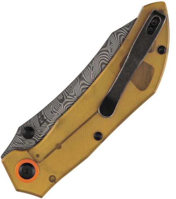 Tenable Tipper Linerlock Damascus Amber PEI Folding Knife