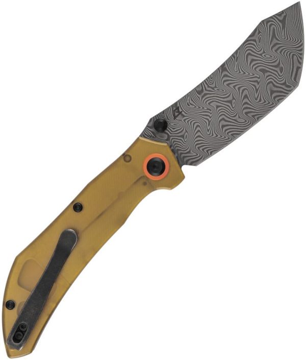 Tenable Tipper Linerlock Damascus Amber PEI Folding Knife