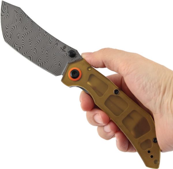 Tenable Tipper Linerlock Damascus Amber PEI Folding Knife