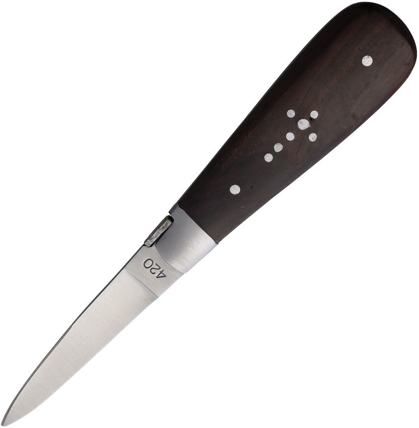 Baladeo Oyster Knife 2.5" 420 Stainless Satin Blade Brown Wood Handle