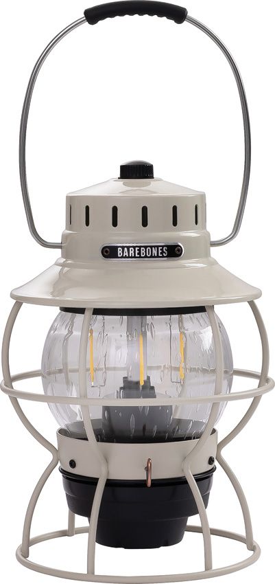 BARE180.jpg Barebones Living Railroad Lantern Vintage White - LED Lantern