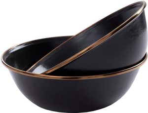 BARE340.jpg Barebones Living Enamel Bowl Set Charcoal Speckled